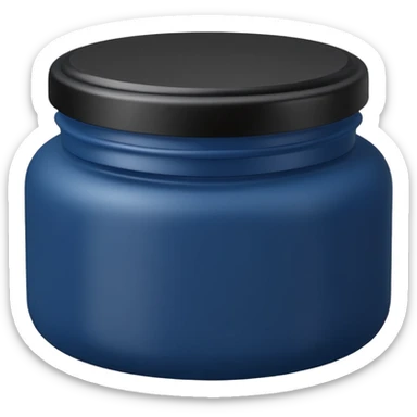 small rounded jar with deep blue or purple matte finish and matching lid, nighttime use, compact elegant shape, slightly frosted or opaque, no label, no hand, no extras, soft lighting, subtle shadows, emoji scale sticker