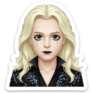 Lestat de Lioncourt with long platinum blonde hair, black sequin outfit sticker