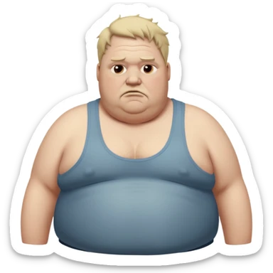 extremely morbidly obese middle aged white man in wifebeater with  dirty appearance. His hair is very greasy and he looks lazy and uncaring sticker