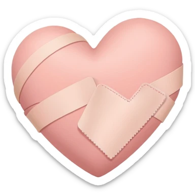 A minimalist pastel illustration of a heart with a small bandage, inspired by the ❤️‍🩹 emoji. Soft pastel colors — dusty pink, blush, baby peach, and cream tones. Gentle lighting, smooth gradients, and a calm, soothing aesthetic. Flat vector style on a light neutral background. sticker