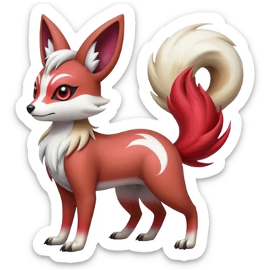 Hyper-realistic Colorful Skilled Adept Graceful Asian Painted Meloetta-Furret-Lycanroc-Zangoose-fusion-hybrid-creature (full body) sticker