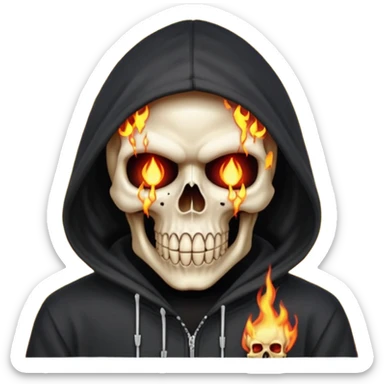 Bro I wanna skull with hoodie on the hoodie has to be on fire and I want matrix blood with the codes and weird numbers spilling out eyes and mouth almost give him a diamond grill in his mouth make it shinny where is the matrix symbols  sticker