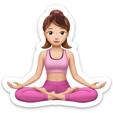 Girl with light brown hair doing yoga in pink yoga clothes sticker