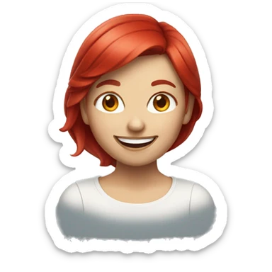 Girl with cherry red hair smiling sticker