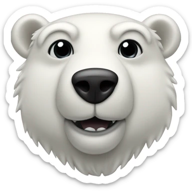 bust of an anthropomorphic polar bear with black hair in its head and three black dots in its muzzle sticker