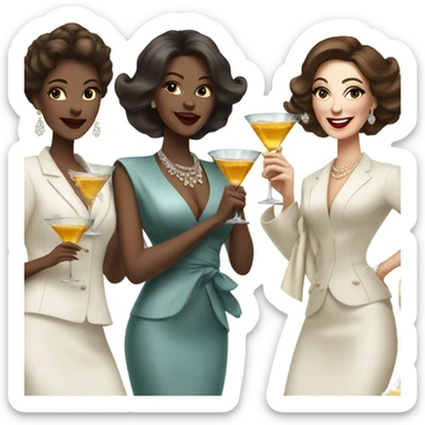 rich white women friends sipping martinis brunettes sticker