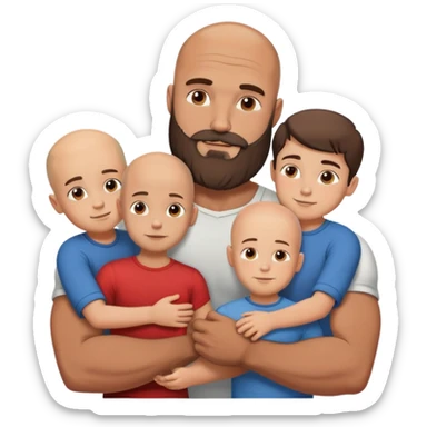 Muscular Bald man with a beard crazy in love with his young brunette wife and 3 sons sticker