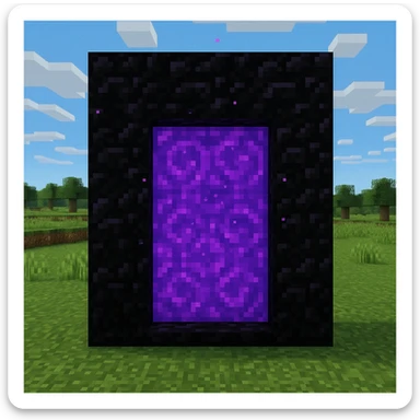 Minecraft-style purple portal with black frames sticker