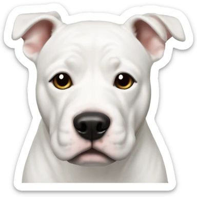 White stafford shire bull terrier with black nose sticker