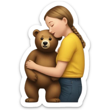 fat greta thunberg kisses the bear sticker