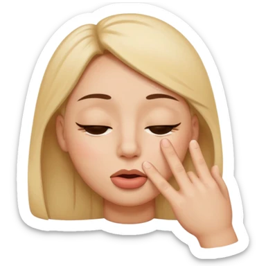 una cara con los ojos cerrados y con un dedo en la boca coqueta  sticker