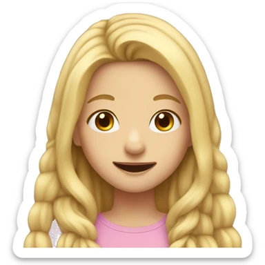 Cute girl with braces and long blonde hair sticker