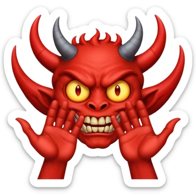 A demon with 2 hands one hand has a 9 on top and the other hand has a 9 on top  sticker