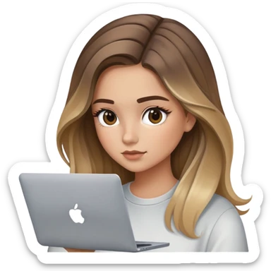 Hazme un emoji de una chica con balayage en una macbook , que sea estilo iphone sticker