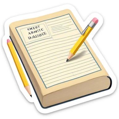 Create a detailed emoji representing the process of writing texts for comic books. The design should feature a large, open comic book with vintage comic strips visible on its pages. A pencil should be shown writing text on one of the comic panels, but without a hand. The pencil should appear as though it is actively creating the dialogue or narration. Use a classic color palette with muted tones for the comic book and brighter accents on the pencil to draw attention to the writing process. Do not include any emojis or smiley faces. Make the background transparent. sticker