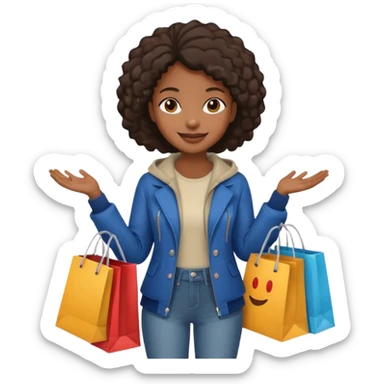 black girl holding shopping bags  sticker