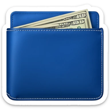  Deep Blue wallet with a single one dollar bill inside, just one dollar open the wallet sticker