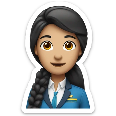 Flight attendant with long black hair and blue scarf sticker