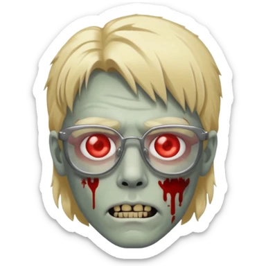a zombie with glasses and short blonde hair like a mullet sticker