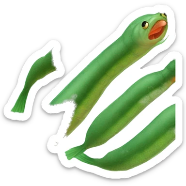 Green and orange leech with oral sucker and caudal sucker sticker