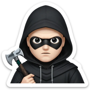 an executioner with a black hood so we can't see his face but only his eyes and an axe in his hand sticker
