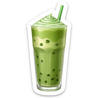 Iced Matcha latte in a long glass sticker