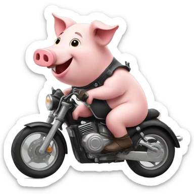 a happy pig cute as motorcycly delivery sticker