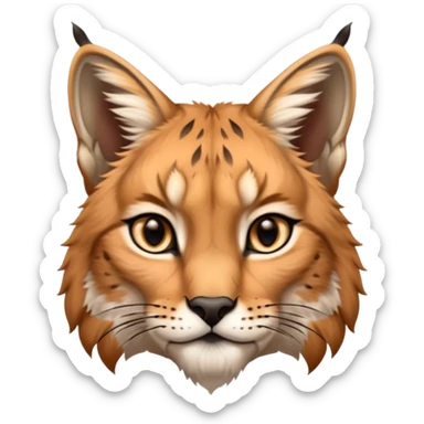 A high-resolution photo-realistic digital illustration of a young lynx, chest upward A high-resolution, photo-realistic digital illustration of a majestic young Eurasian lynx, shown from the shoulder upwards with lynx markings sticker