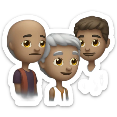 two white guys and a chicano looking at the moon sticker