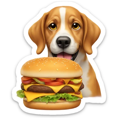 doggy eating a cheeseburger sticker