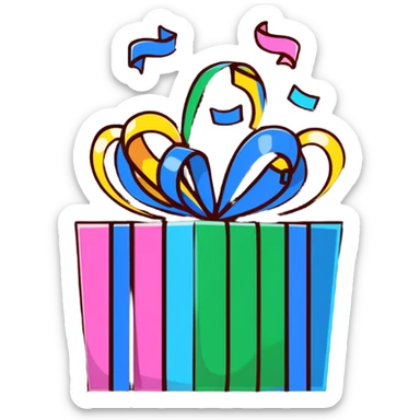 happy birthday celebration with gifts and confetti sticker
