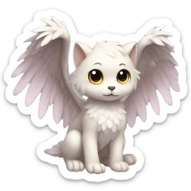 Anthro shy cute kawaii winged animal hybrid full body sticker
