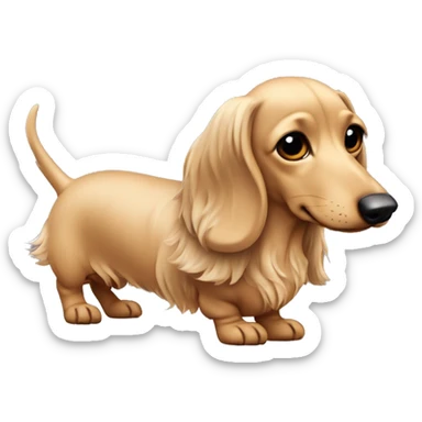 Light Beige color long hair long face dachshund full body  sticker