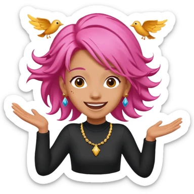 bungee jumping face with earrings pink hair flying away sticker