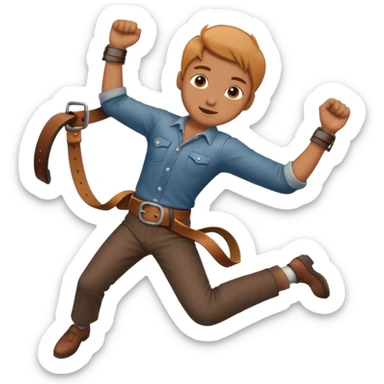 someone swinging a belt sticker