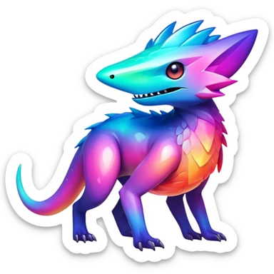  exotic tropical iridescent nebula gradients cyber-Protogen-Fakémon-Pokémon-Vernid-creature sticker