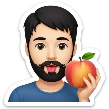 Black hair Man red beard licking peach sticker