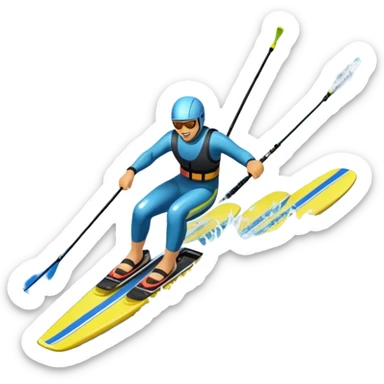 An icon featuring a close-up collage of water skis, splashing water across the surface. The design highlights the motion of the skis cutting through the water. Transparent background emphasizes the thrill of water skiing. sticker