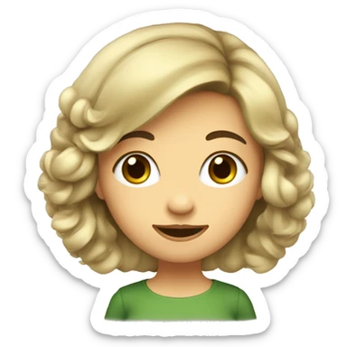 ragazza con capelli LISCI di media lunghezza, biondo scuro, occhi verdi e lentiggini sticker