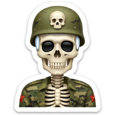 generate a realistic skeleton in Russian military camouflage sticker