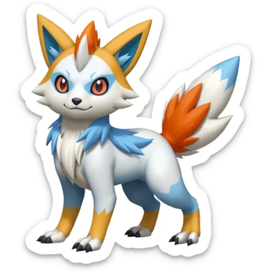 WereGarurumon-Meloetta-Renamon-Zangoose-fusion-hybrid-creature (full body) sticker