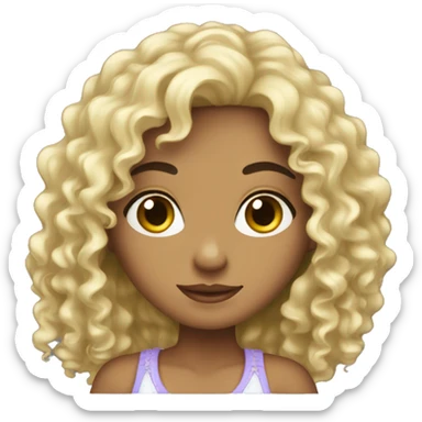 latin girl long black curly hair sticker