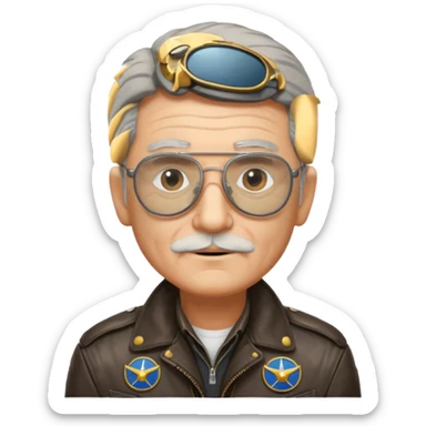 an old civil pilot without mustache sticker