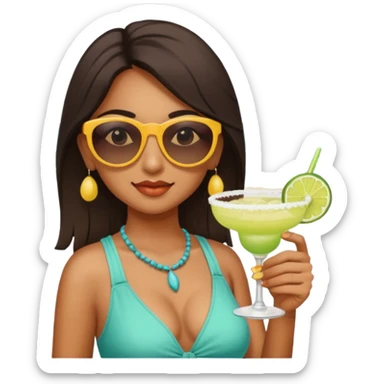Indian girl on beach with margarita  sticker