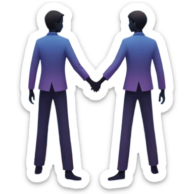 Center composition: Two silhouetted figures standing back-to-back or side-by-side in a circle of calm (soft blues, lavenders, white light)
Around them: Swirling storm energy—abstract shapes, wind lines, chaotic movement in reds, oranges, and dark grays sticker