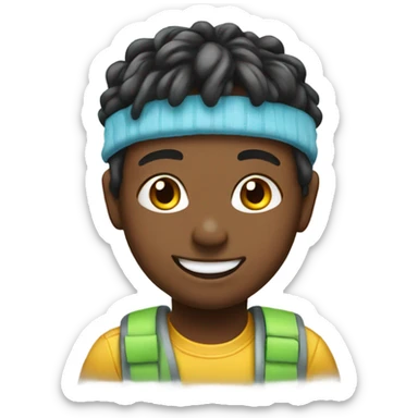 smiling boy with hairband portrait sticker
