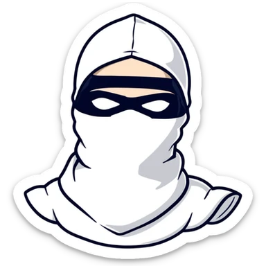 A cool hustler wearing a white balaclava and looking confident sticker