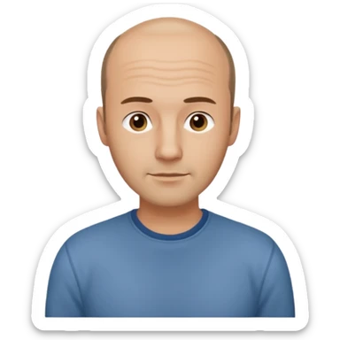 man mid 30's casual clothes balding hairline standing sticker