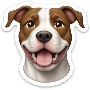 Pitt bull dog with white face and brown ears and nose  sticker