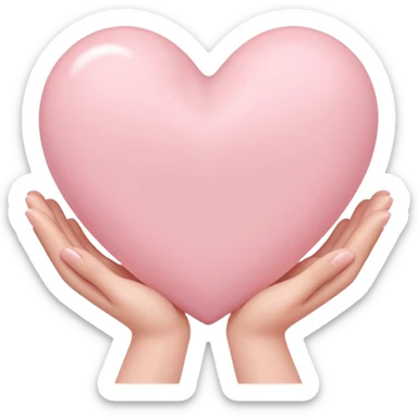 light pink heart laying in white hands sticker
